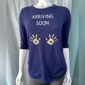Arriving Soon Women's Navy Blue Maternity Top